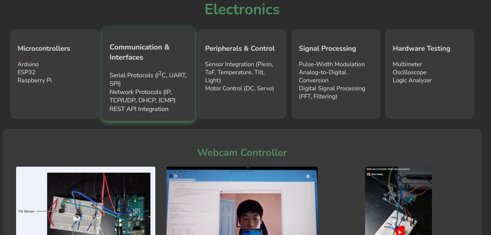 Electronics Page Layout with Green Accent